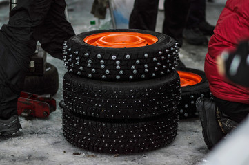 black car tires for driving on the road
