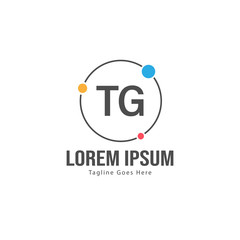 Initial TG logo template with modern frame. Minimalist TG letter logo vector illustration