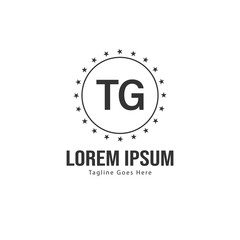 Initial TG logo template with modern frame. Minimalist TG letter logo vector illustration