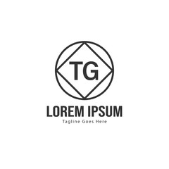 Initial TG logo template with modern frame. Minimalist TG letter logo vector illustration