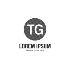 Initial TG logo template with modern frame. Minimalist TG letter logo vector illustration