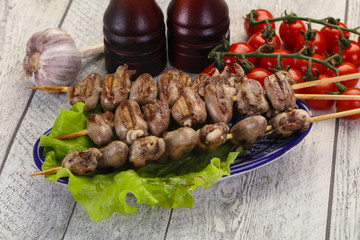 Chicken hearts skewer