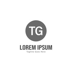 Initial TG logo template with modern frame. Minimalist TG letter logo vector illustration