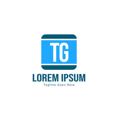 Initial TG logo template with modern frame. Minimalist TG letter logo vector illustration