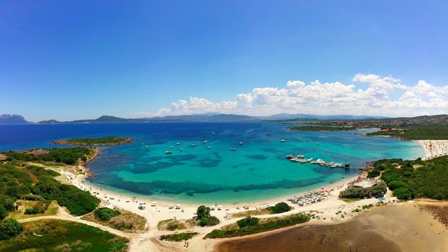 la cinta san teodoro Calabrandinchi Sardinien Italien Luftaufnahme Strand Urlaub Lagune Sommer Meer Beach Holiday Erholung