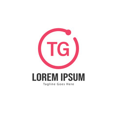 Initial TG logo template with modern frame. Minimalist TG letter logo vector illustration