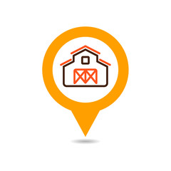 Farm barn vector pin map icon