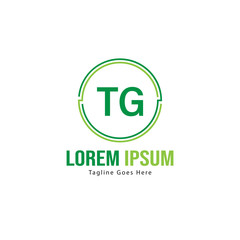 Initial TG logo template with modern frame. Minimalist TG letter logo vector illustration