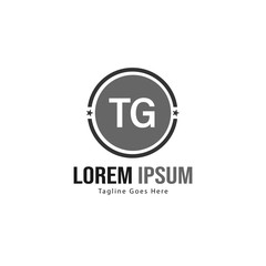 Initial TG logo template with modern frame. Minimalist TG letter logo vector illustration