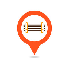 Wooden farm fence crossed planking pin map icon