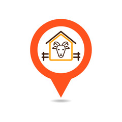Goat house vector pin map icon