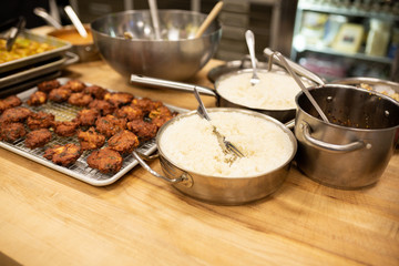 Indian Street Food with White Steamed Rice