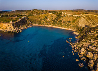 Spectacular view on Malta rocks from drone
