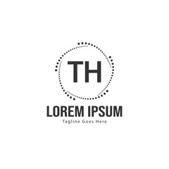 Initial TH logo template with modern frame. Minimalist TH letter logo vector illustration