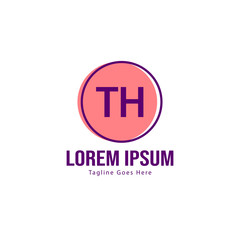 Initial TH logo template with modern frame. Minimalist TH letter logo vector illustration