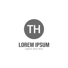 Initial TH logo template with modern frame. Minimalist TH letter logo vector illustration