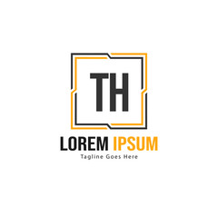 Initial TH logo template with modern frame. Minimalist TH letter logo vector illustration