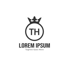 Initial TH logo template with modern frame. Minimalist TH letter logo vector illustration