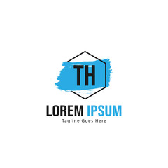 Initial TH logo template with modern frame. Minimalist TH letter logo vector illustration