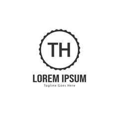 Initial TH logo template with modern frame. Minimalist TH letter logo vector illustration