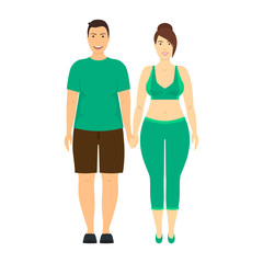Cartoon Characters People Plus Size Couple. Vector