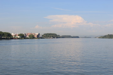 View on Budenheim from Rhine river