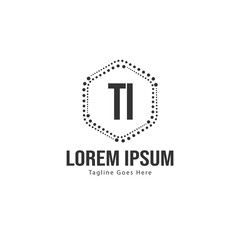 Initial TI logo template with modern frame. Minimalist TI letter logo vector illustration