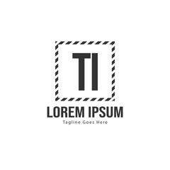 Initial TI logo template with modern frame. Minimalist TI letter logo vector illustration