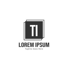 Initial TI logo template with modern frame. Minimalist TI letter logo vector illustration