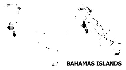 Fototapeta premium Pixelated Pattern Map of Bahamas Islands