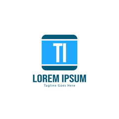 Initial TI logo template with modern frame. Minimalist TI letter logo vector illustration