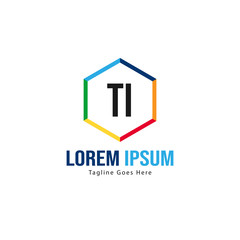 Initial TI logo template with modern frame. Minimalist TI letter logo vector illustration