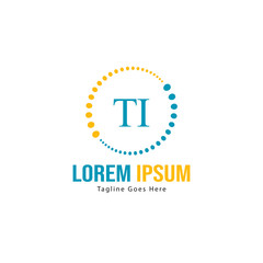 Initial TI logo template with modern frame. Minimalist TI letter logo vector illustration