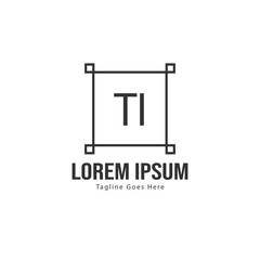 Initial TI logo template with modern frame. Minimalist TI letter logo vector illustration