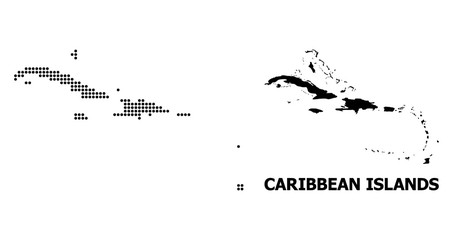 Pixel Mosaic Map of Caribbean Islands
