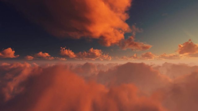 Magical sunset above timelapse clouds