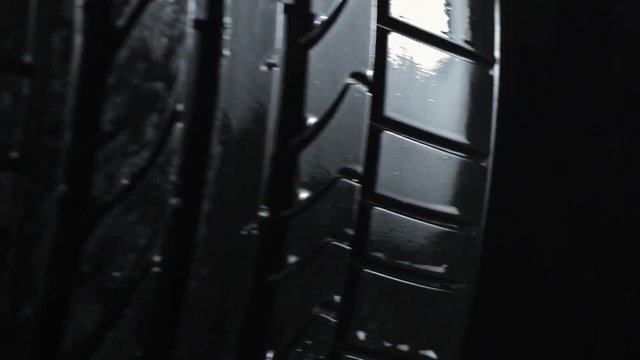 black car tires for driving on the road