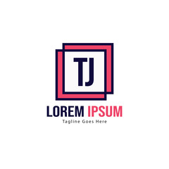 Initial TJ logo template with modern frame. Minimalist TJ letter logo vector illustration