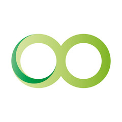 Green infinity symbol icon. 3D-like gradient design effect. Vector illustration