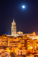 Fototapeta na wymiar Night landscape with Matera, Italy - European capital of culture in 2019.
