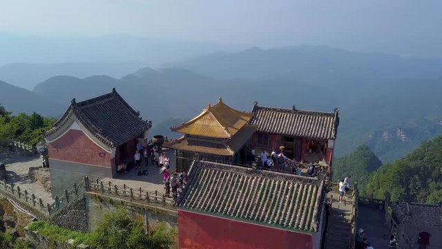 Aerial views around the main building of the palace is the Golden Palace at the top of the peak. The Golden Palace was built in the 14th year of Yongle in Ming Dynasty