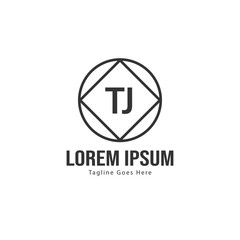 Initial TJ logo template with modern frame. Minimalist TJ letter logo vector illustration