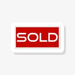 Sold sticker on white background. Red Sold tag sign