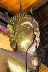 Lan Chang Buddha statue art in various temples in Luang Prabang, Laos.