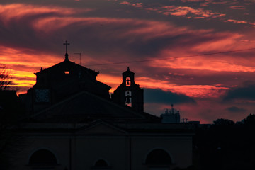 church at sunset