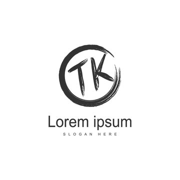 Initial TK logo template with modern frame. Minimalist TK letter logo vector illustration