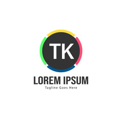 Initial TK logo template with modern frame. Minimalist TK letter logo vector illustration