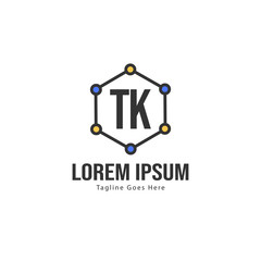 Initial TK logo template with modern frame. Minimalist TK letter logo vector illustration