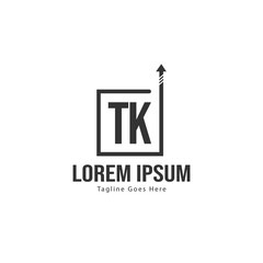Initial TK logo template with modern frame. Minimalist TK letter logo vector illustration
