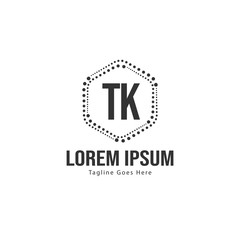 Initial TK logo template with modern frame. Minimalist TK letter logo vector illustration